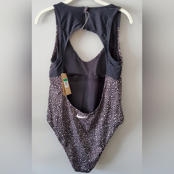 NIKE Women's Water Dots Keyhole One-Piece Swimsuit Black & White Size XL NWT $92 - Picture 8 of 16